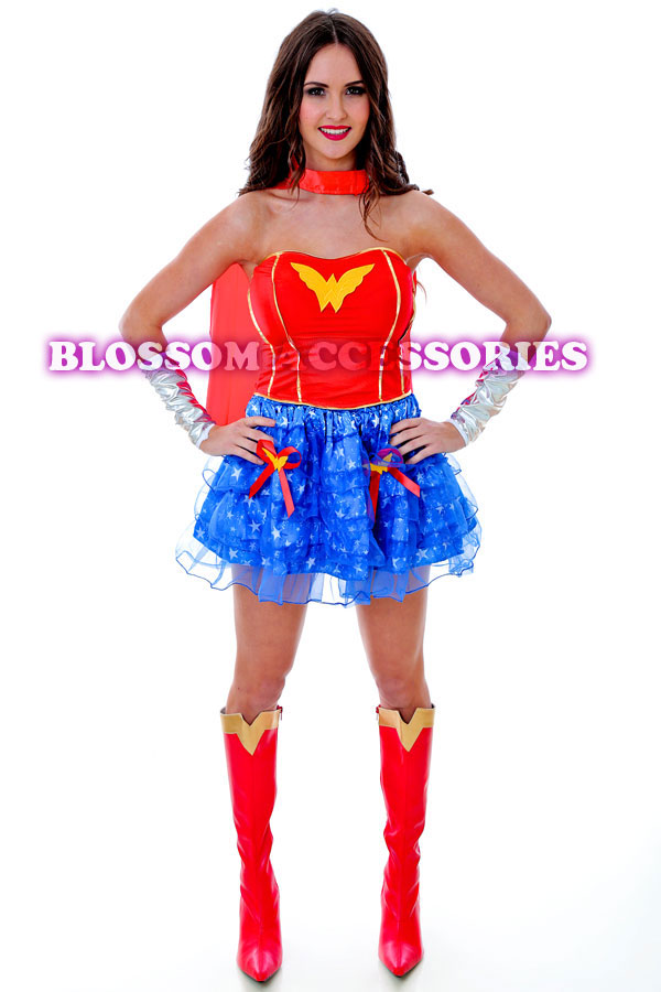 J17 Ladies Wonder Woman Super Hero Fancy Dress Halloween Superhero Costume Cape Ebay 2422